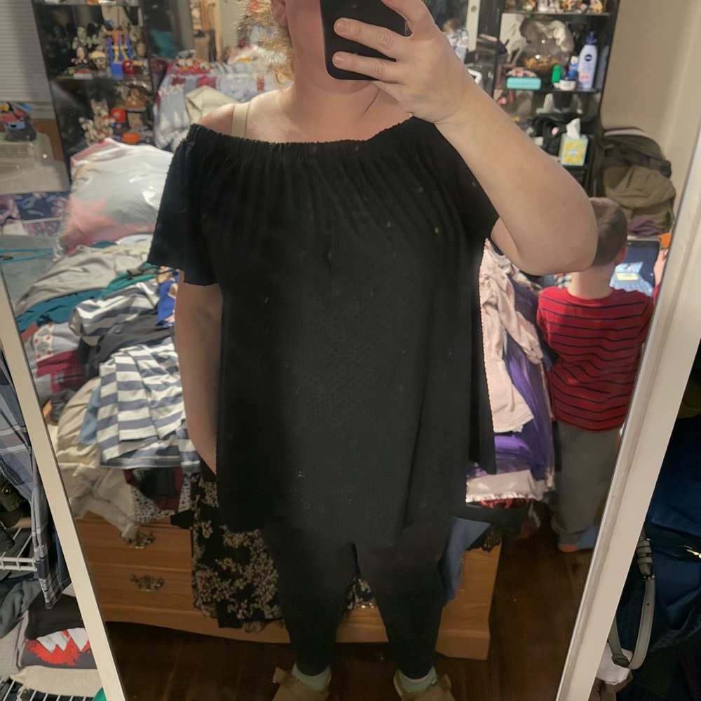 APT 9 Elegant Black of the Shoulder Blouse